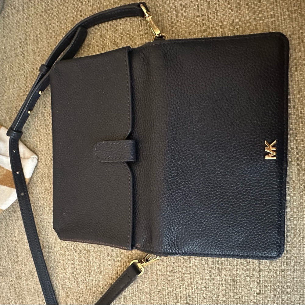 Michael Kors Dark Navy Pebbled Leather Convertible Crossbody Bag - Picture 12 of 15